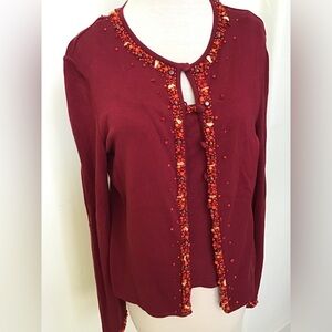 2 piece sweater set with beading.